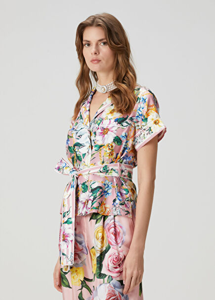 Pink Floral Silk Shirt
